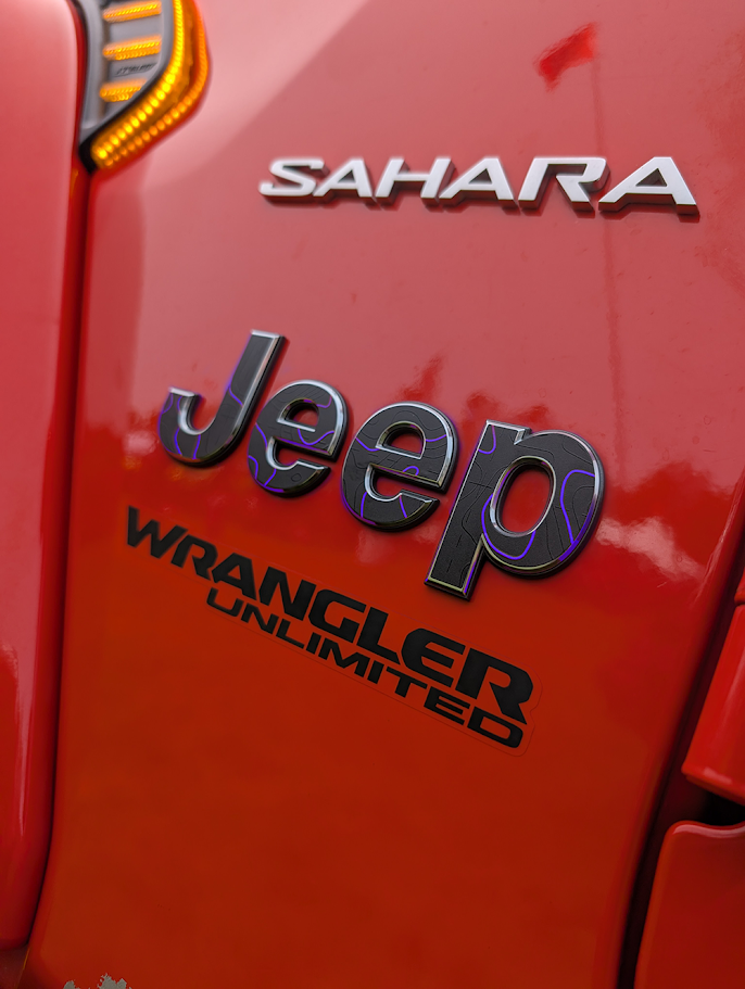 Topographical Side Jeep Overlay Vinyl Decal Set-Pair- fits Wrangler JL & Jeep Gladiator JT