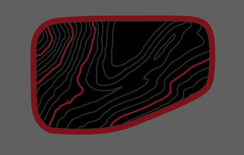 Printed Topographic Gas Door Decal-Rubicon Red Line Rubicon Blackout- fits 2020 and newer Jeep Gladiator