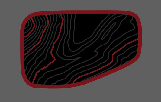 Printed Topographic Gas Door Decal-Rubicon Red Line Rubicon Blackout- fits 2020 and newer Jeep Gladiator