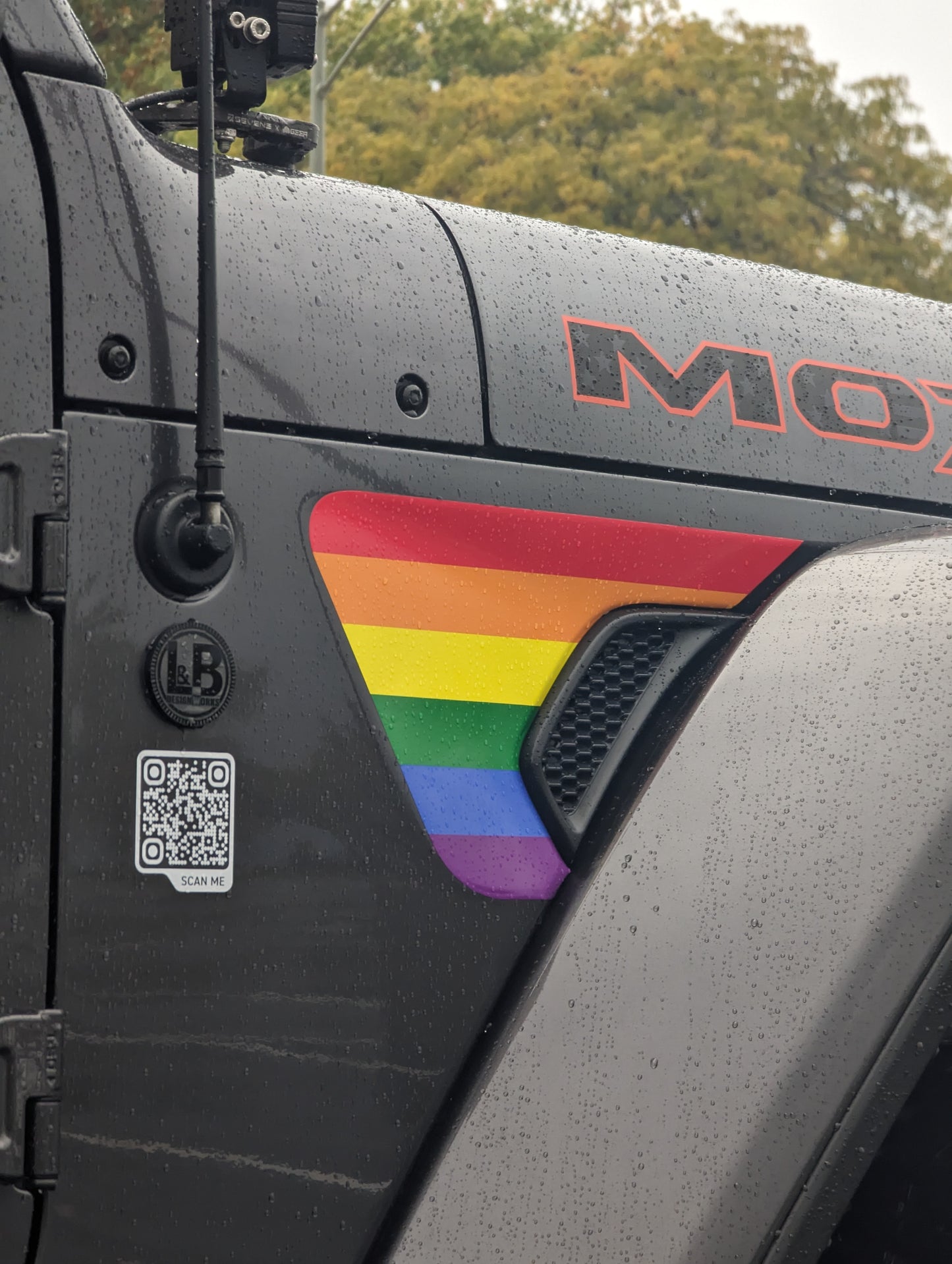 Rainbow Pride Flag Vent Decal- Fits Jeep Wrangler JL & Gladiator Fender Vent Decal-Pair