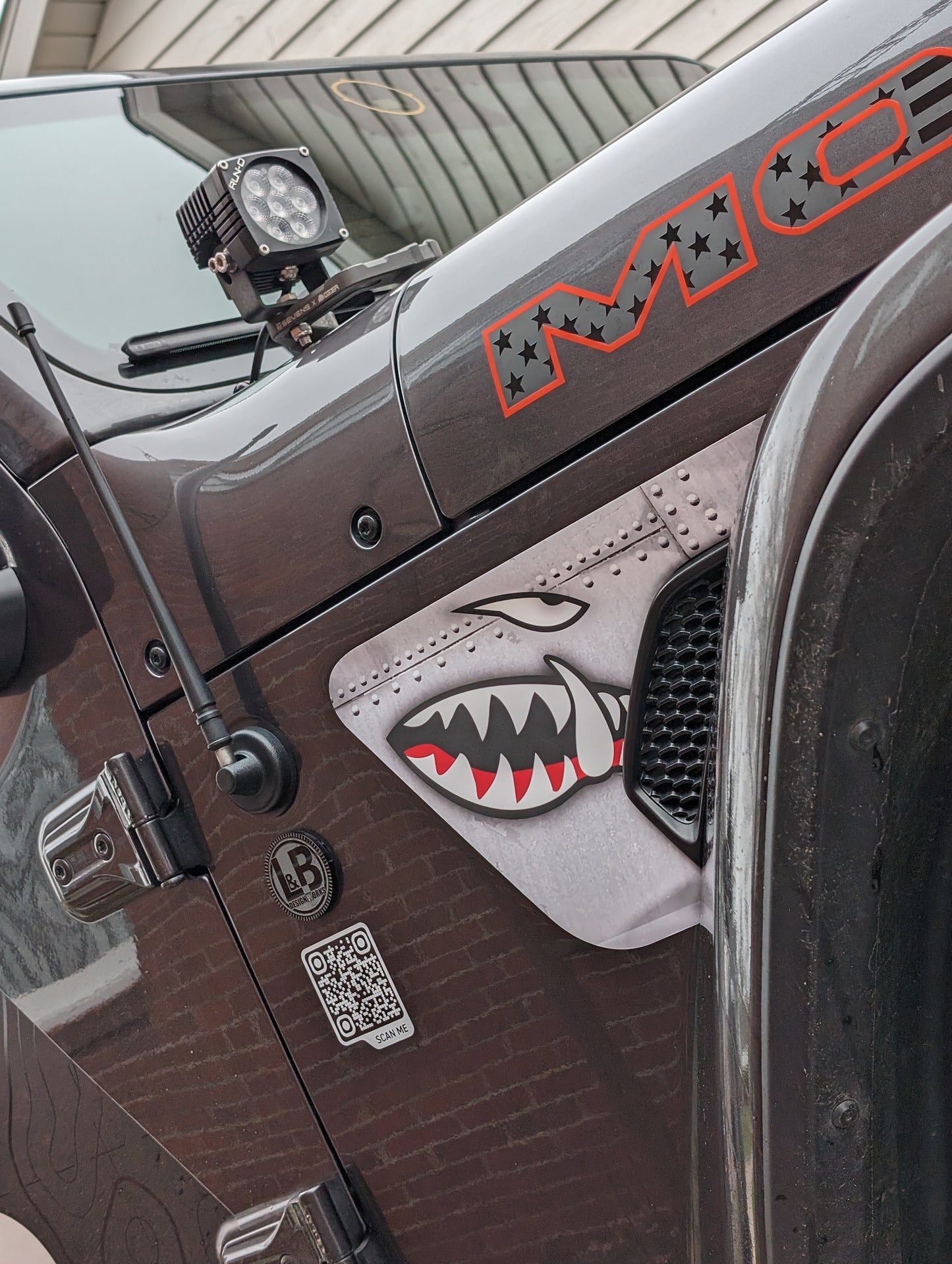 A-10 Warthog Inspired Nose Art Decal- Fender Vent Decal- Fits Jeep Wrangler JL and Gladiator- Military- Vintage Art
