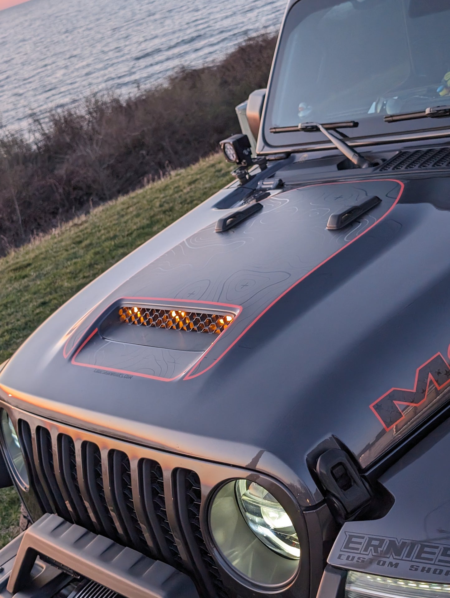Topographical Mojave/392 Printed Blackout Hood Decal set- fits 2020 and newer Jeep Gladiator& Wrangler