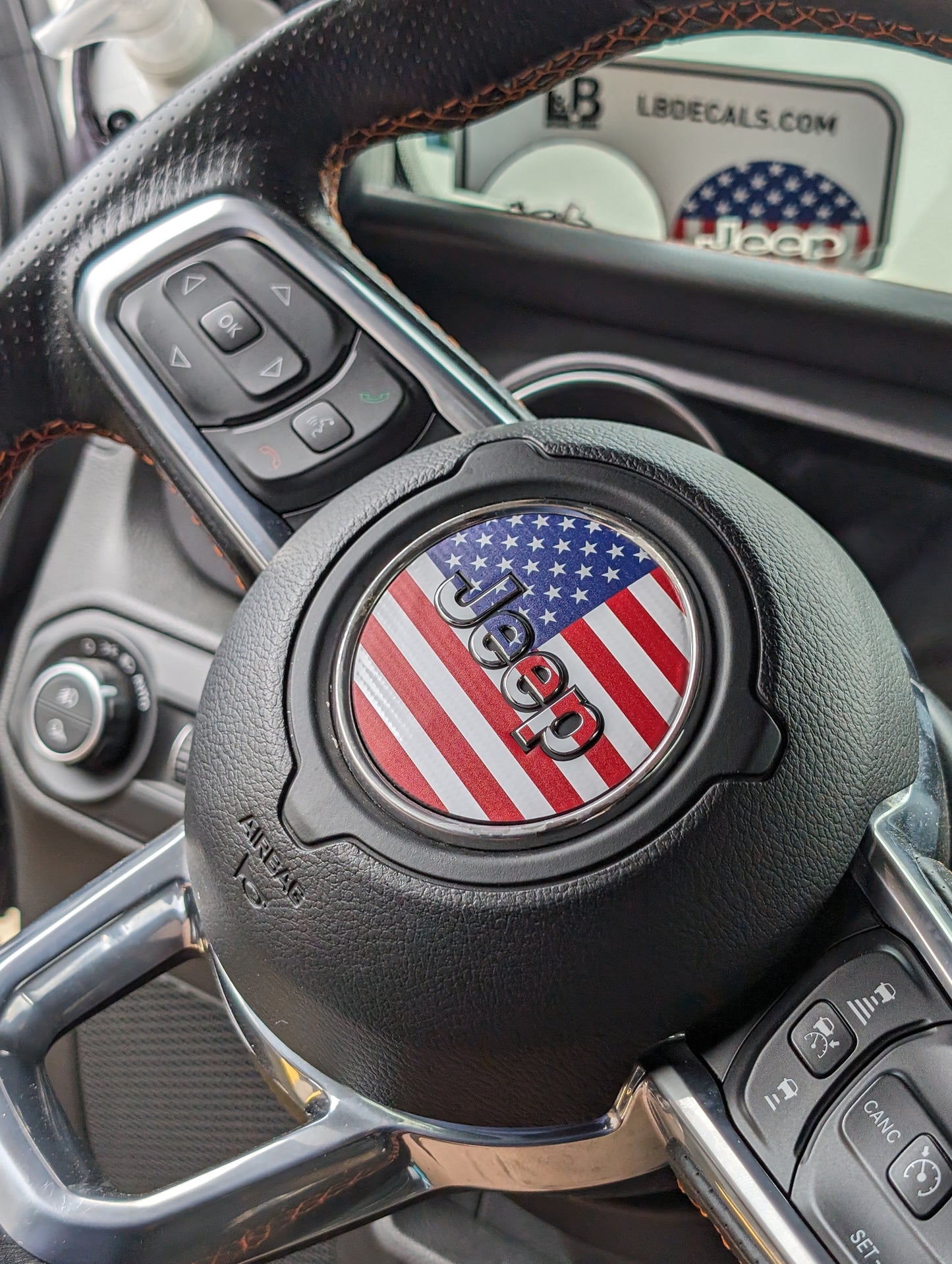 American Flag Steering Wheel Jeep Overlay Vinyl Decal Set- fits Wrangler JL & Jeep Gladiator JT