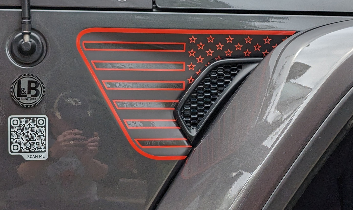 Full Color Printed American Flag Decal- Fits Jeep Wrangler & Gladiator JL Fender Vent Decal-Pair