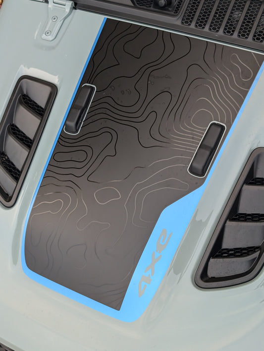 Topographical OVERLAY for 4XE Rubicon Factory Hood Decal -Single Layer Topo Only
