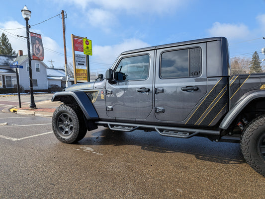 Topographical Gladiator Cab Bed Double Stripe Color Line Rubicon Blackout Decal Set- fits 2018 and Newer Jeep Wrangler