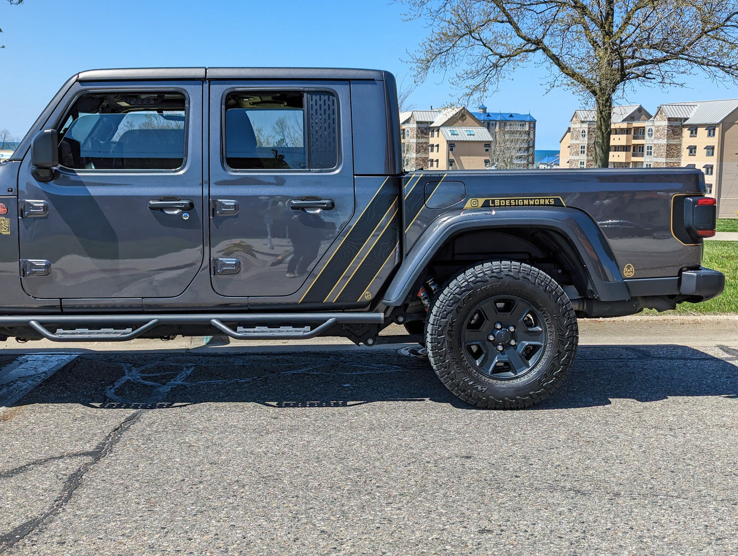 Topographical Gladiator Cab Bed Double Stripe Color Line Rubicon Blackout Decal Set- fits 2018 and Newer Jeep Wrangler