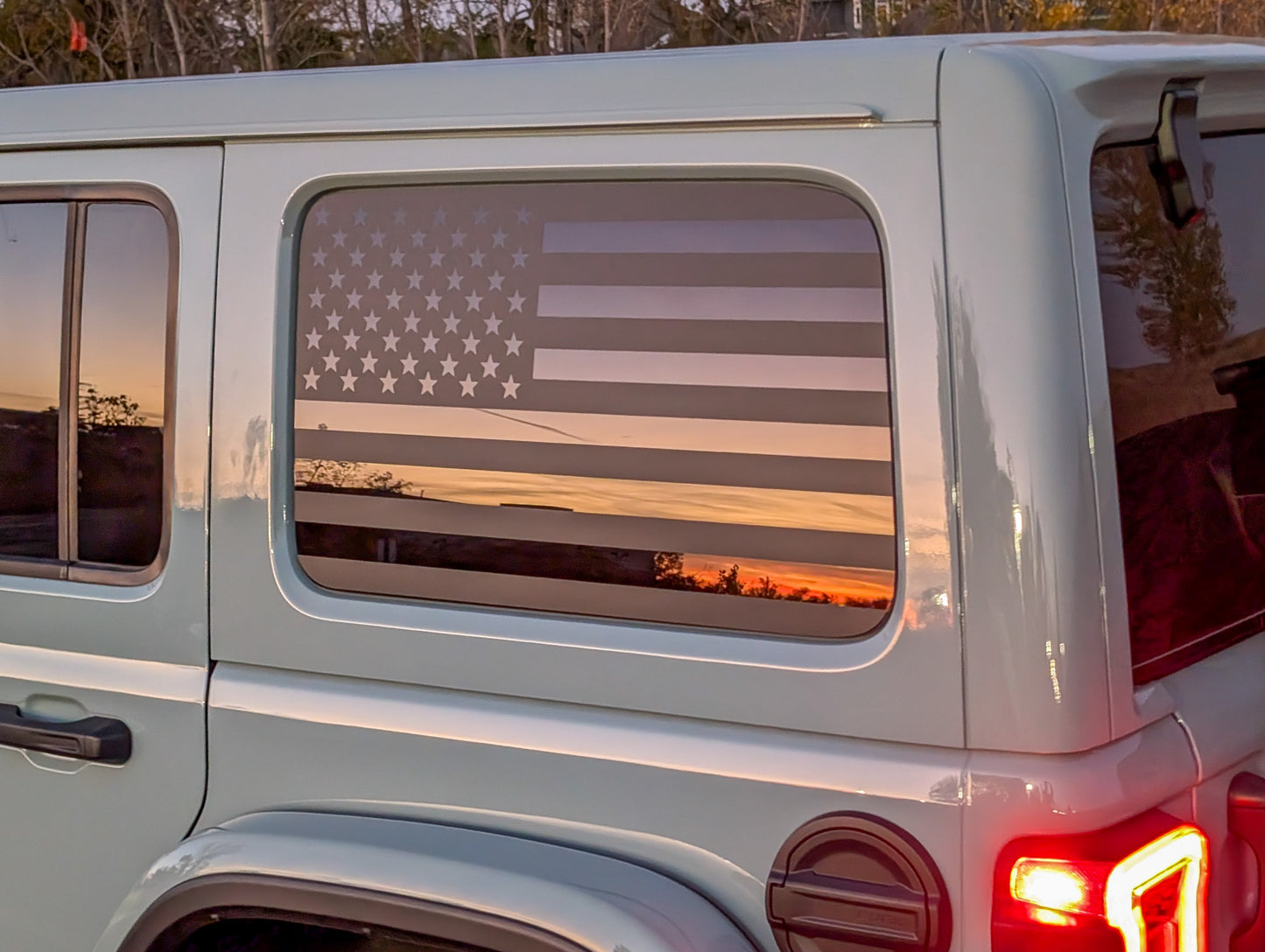 USA American Flag Rear Window Decal- Fits Jeep Wrangler JL