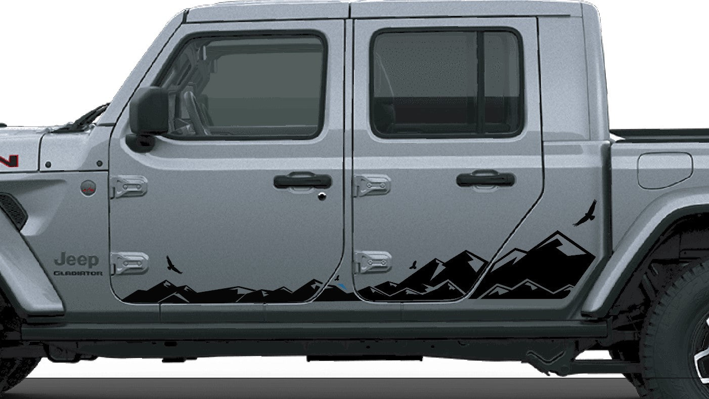 Jeep Gladiator Side Mountains Decal, California, Colorado- Fits Jeep Gladiator JT Side Decal-Pair (8 Pieces)