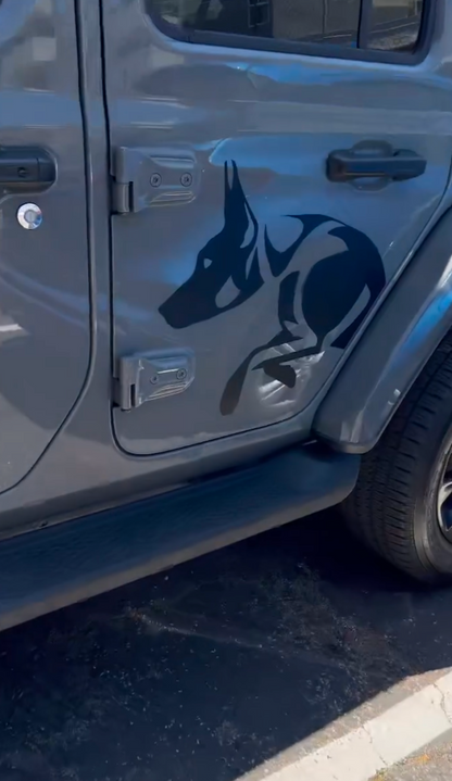 Doberman Dog Side Door Decal- Fits Jeep Wrangler & Gladiator JL Side Door Decal-Pair