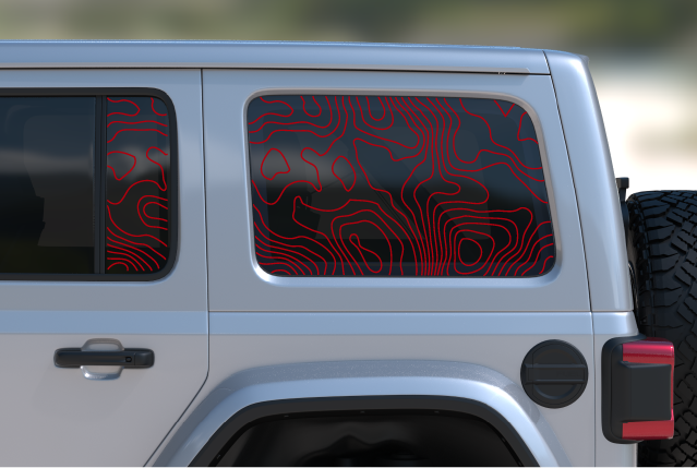Topographical Rear Door & Window Decal- Fits Jeep Wrangler JL