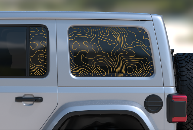 Topographical Rear Door & Window Decal- Fits Jeep Wrangler JL
