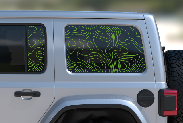 Topographical Rear Door & Window Decal- Fits Jeep Wrangler JL