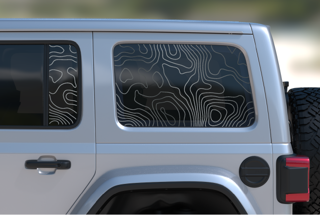 Topographical Rear Door & Window Decal- Fits Jeep Wrangler JL