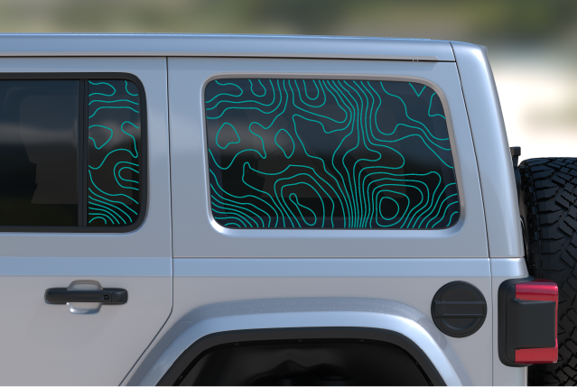 Topographical Rear Door & Window Decal- Fits Jeep Wrangler JL