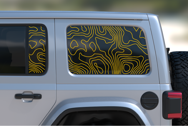 Topographical Rear Door & Window Decal- Fits Jeep Wrangler JL