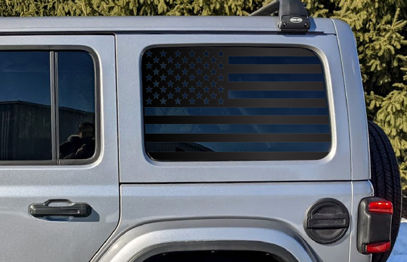 USA American Flag Rear Window Decal- Fits Jeep Wrangler JL