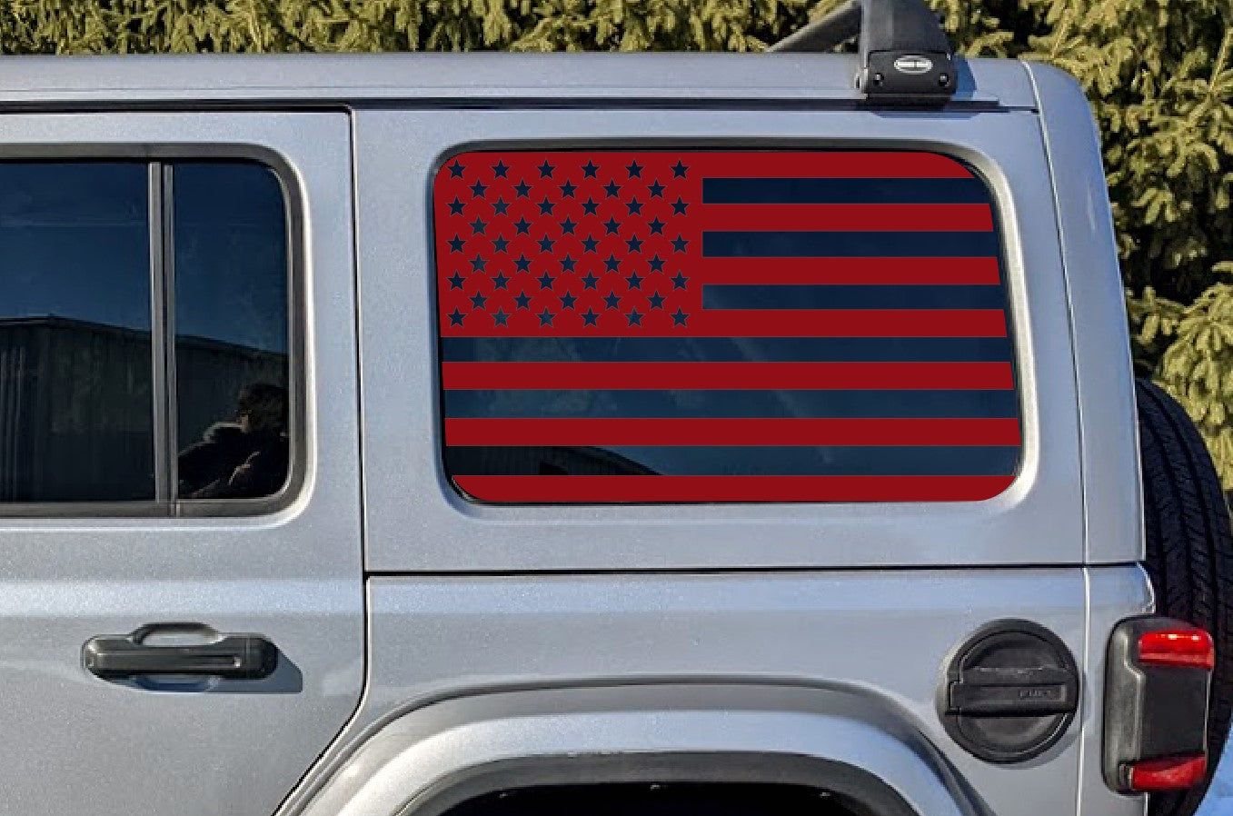 USA American Flag Rear Window Decal- Fits Jeep Wrangler JL