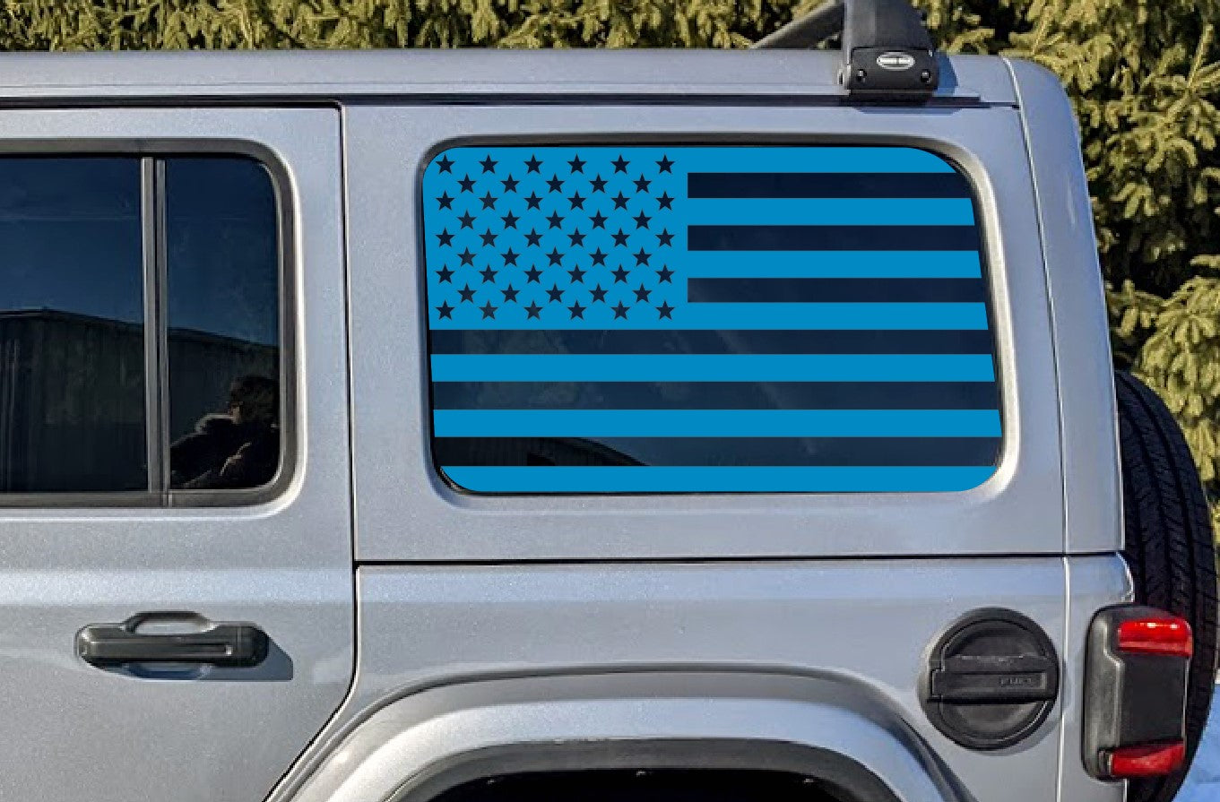 USA American Flag Rear Window Decal- Fits Jeep Wrangler JL