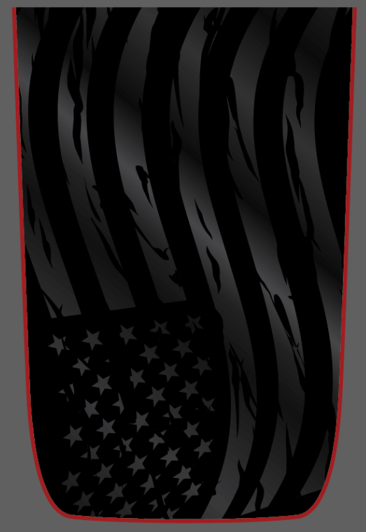 Waving American Flag Accent Line Rubicon Blackout 3 Layer Hood Decal- Fits Jeep Wrangler Hood Decal