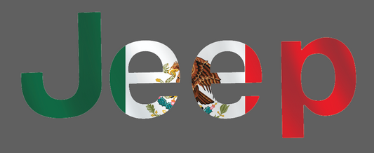 Mexican Flag Side Jeep Overlay Vinyl Decal Set-Pair- fits Wrangler JL & Jeep Gladiator JT