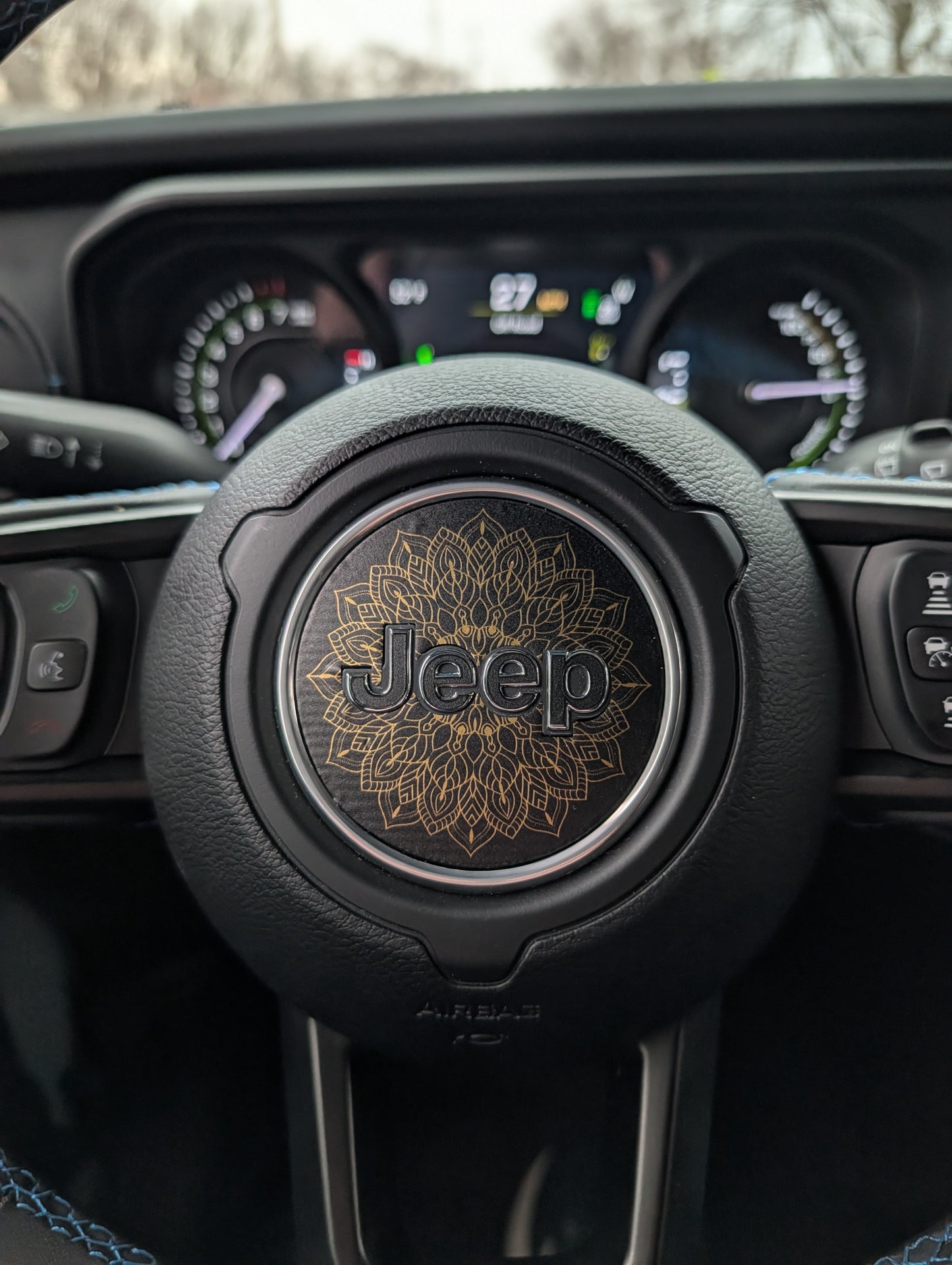 Mandala Steering Wheel Jeep Overlay Vinyl Decal Set-Pair- fits Wrangler JL & Jeep Gladiator JT