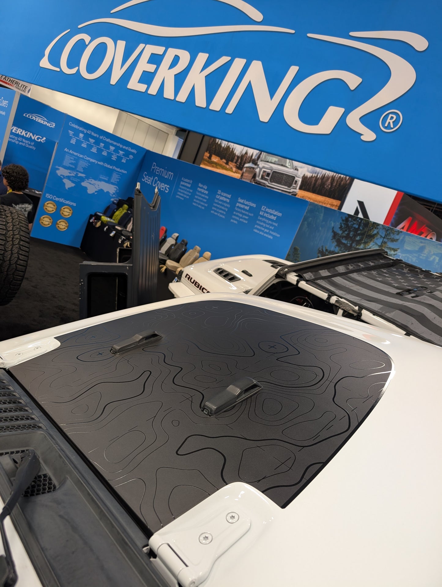 Topographic Full Color Line Blackout Hood Decal- Fits Jeep Wrangler & Gladiator JL Hood Decal Printed Single Layer Decal