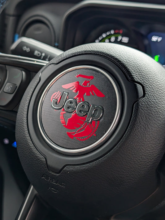 EGA Marines Steering Wheel Jeep Overlay Vinyl Decal Set- fits Wrangler JL & Jeep Gladiator JT