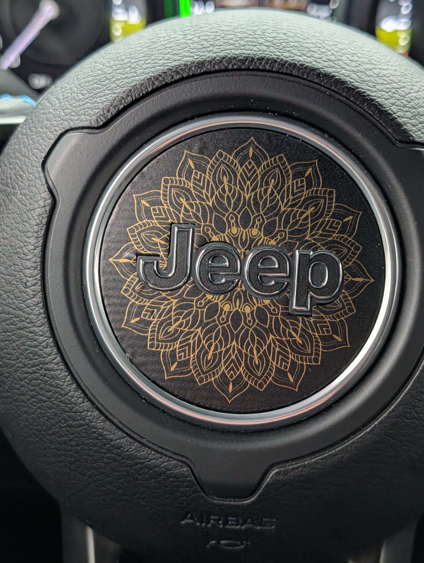 Mandala Steering Wheel Jeep Overlay Vinyl Decal Set-Pair- fits Wrangler JL & Jeep Gladiator JT