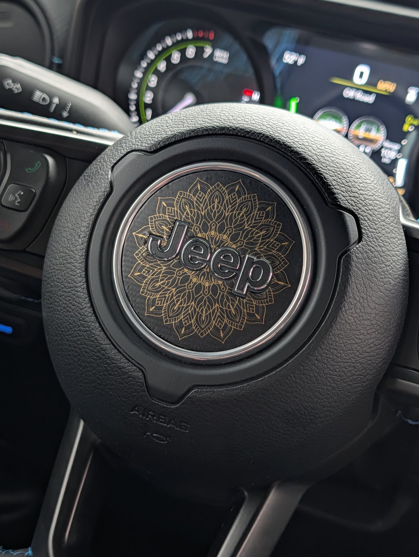 Mandala Steering Wheel Jeep Overlay Vinyl Decal Set-Pair- fits Wrangler JL & Jeep Gladiator JT