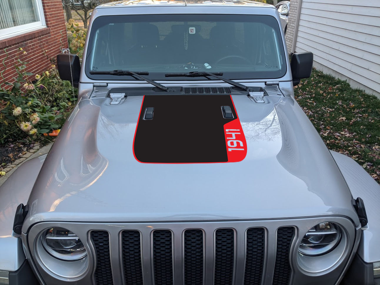 2-Layer 1941 Red Line Rubicon Blackout Hood Decal- Fits Jeep Wrangler & Gladiator JL Hood Decal 2-Layer Decal