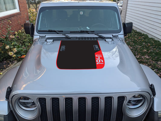 1941 Red Line Rubicon Blackout 2 Layer Hood Decal- Fits Jeep Wrangler & Gladiator JL Hood Decal