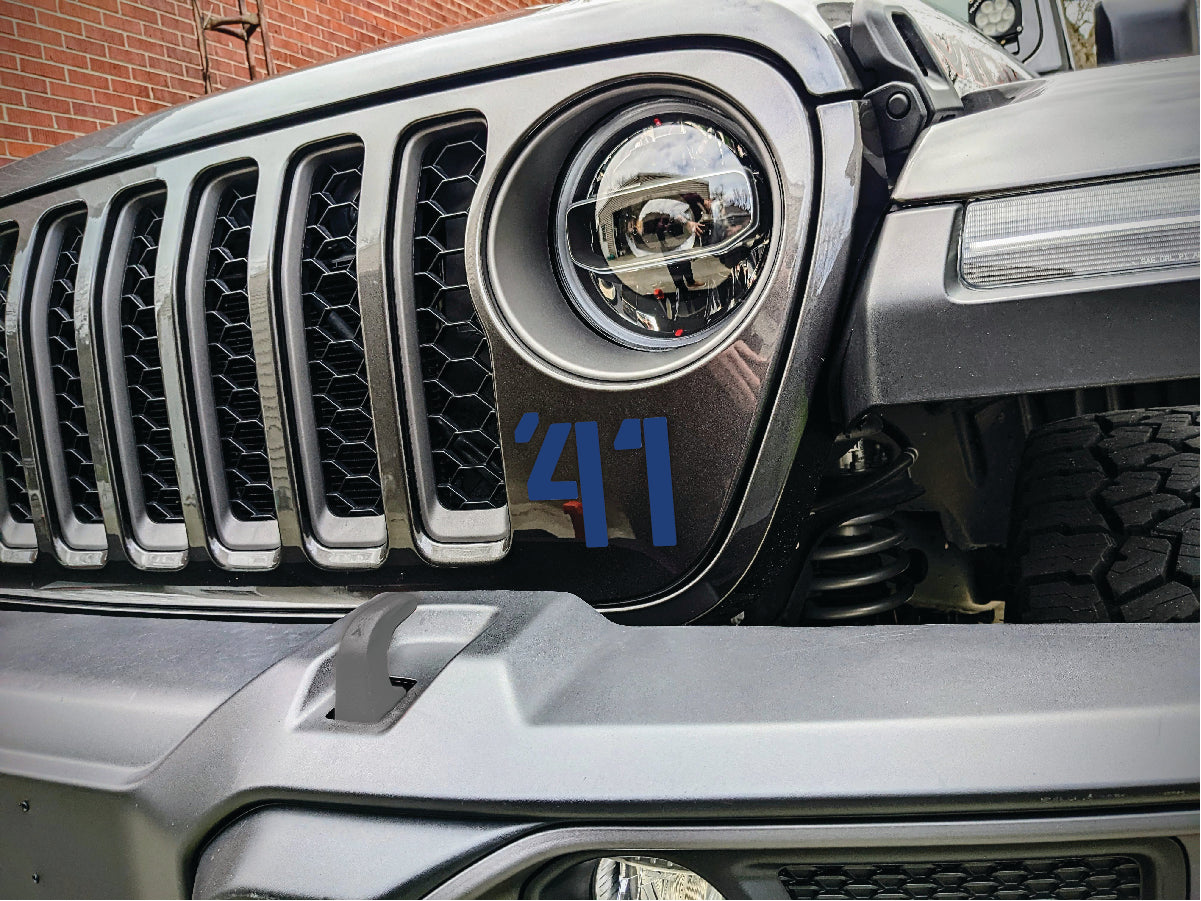 Jeep 41 Grille Decal Wrangler Gladiator sticker Blue