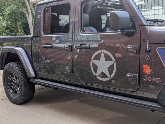Military Star Side Decal Set-Pair- fits 2018+ JL Wrangler and 2020 and newer Jeep Gladiator and More