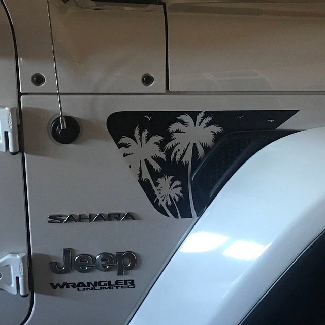 Palm Tree Beach-Hawaiian, California, Florida- Fits Jeep Wrangler & Gladiator JL Fender Vent Decal-Pair