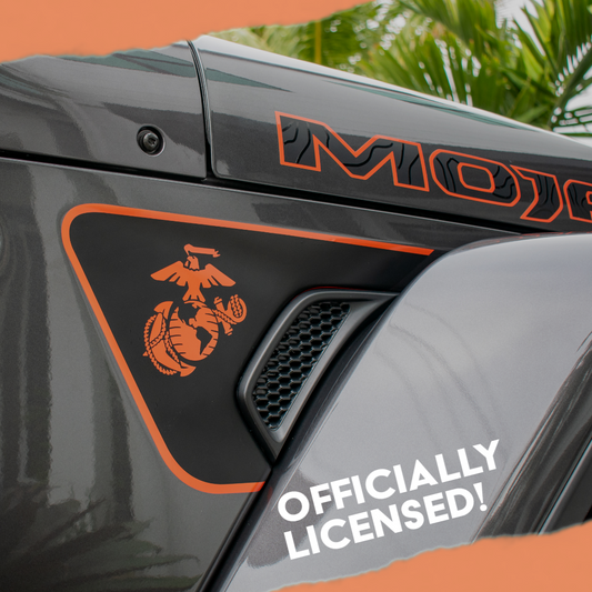 Marines USMC EGA Color Line Blackout 2-Layer Decal- Fits Jeep Wrangler & Gladiator JL Fender Vent Decal-Pair