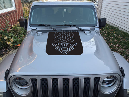 Celtic Irish Gaelic Triquera Blackout Hood Decal- Fits Jeep Wrangler & Gladiator JL Hood Decal