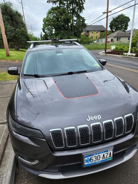 Cherokee Trailhawk Topographical Red Line Blackout Hood Decal- Fits Jeep Cherokee 2019+ (3 Pieces)