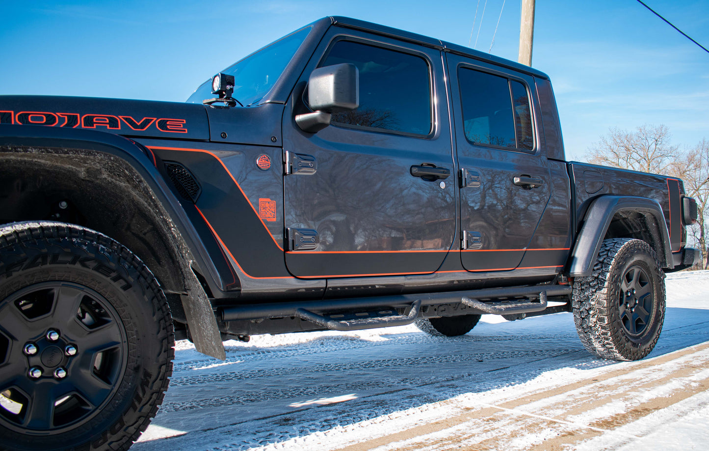 Gladiator Scrambler Style Accent Color Line Rubicon Blackout Stripe Decal Set- fits 2020 and Newer Jeep Gladiator