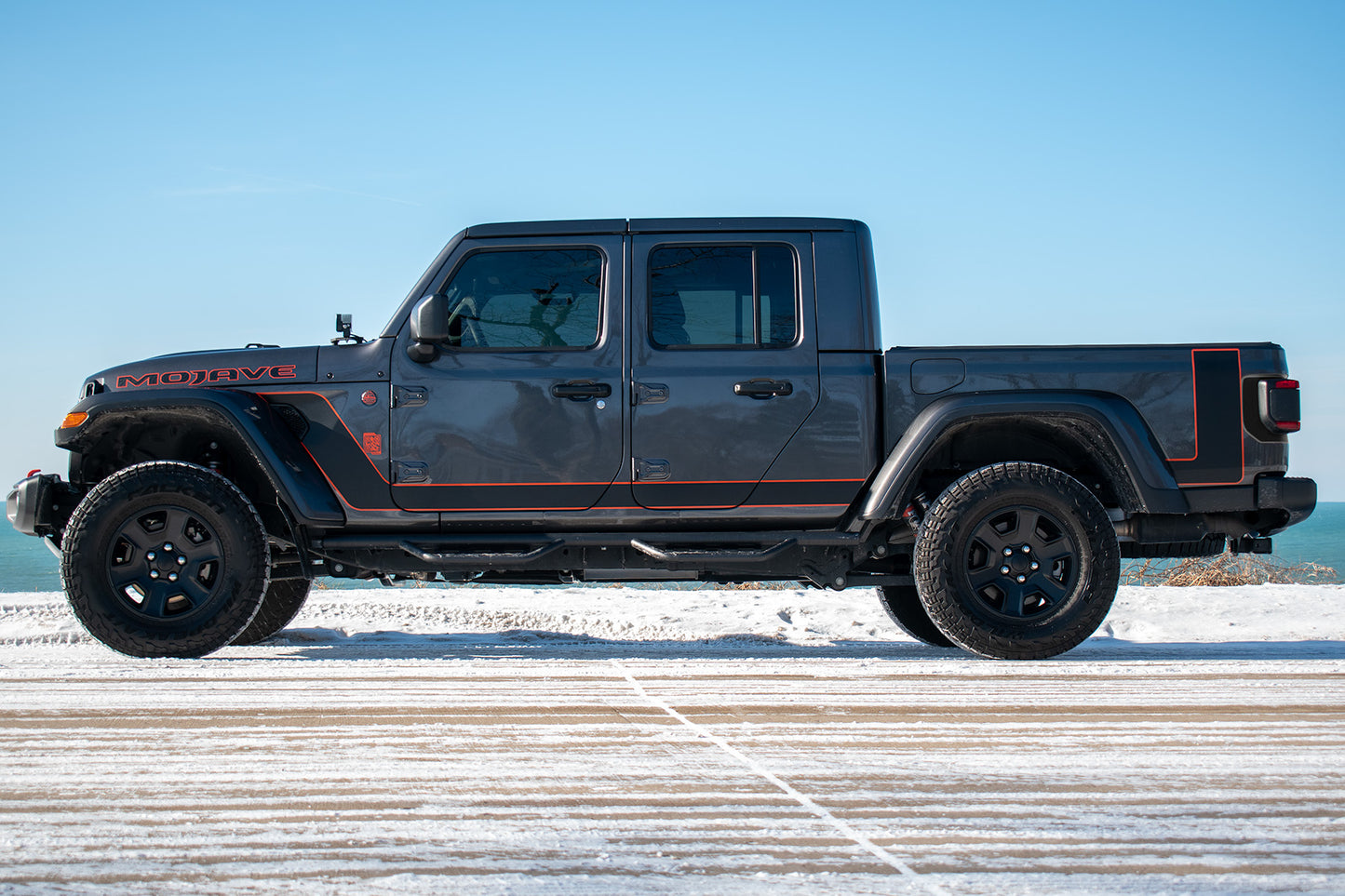 Gladiator Scrambler Style Accent Color Line Rubicon Blackout Stripe Decal Set- fits 2020 and Newer Jeep Gladiator