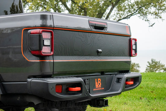 Topographic Tailgate Decal- Red Line Rubicon Blackout tailgate decal set- fits 2020 and newer Jeep Gladiator