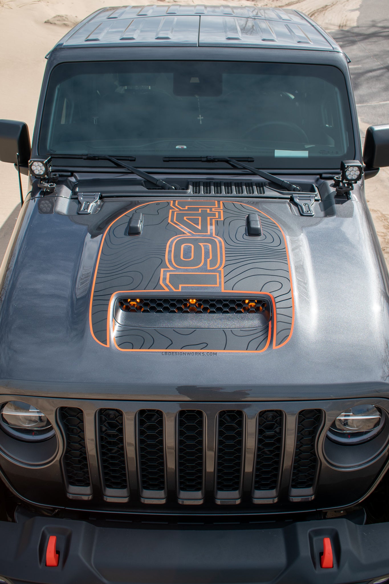 Topographical Color Line 1941 Mojave 392 Hood Decal Jeep Wrangler, Gladiator 3 Layer Decal