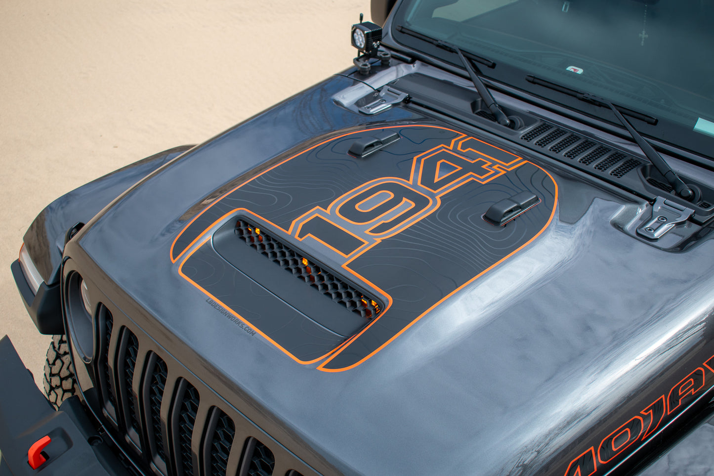 Topographical Color Line 1941 Mojave 392 Hood Decal Jeep Wrangler, Gladiator 3 Layer Decal