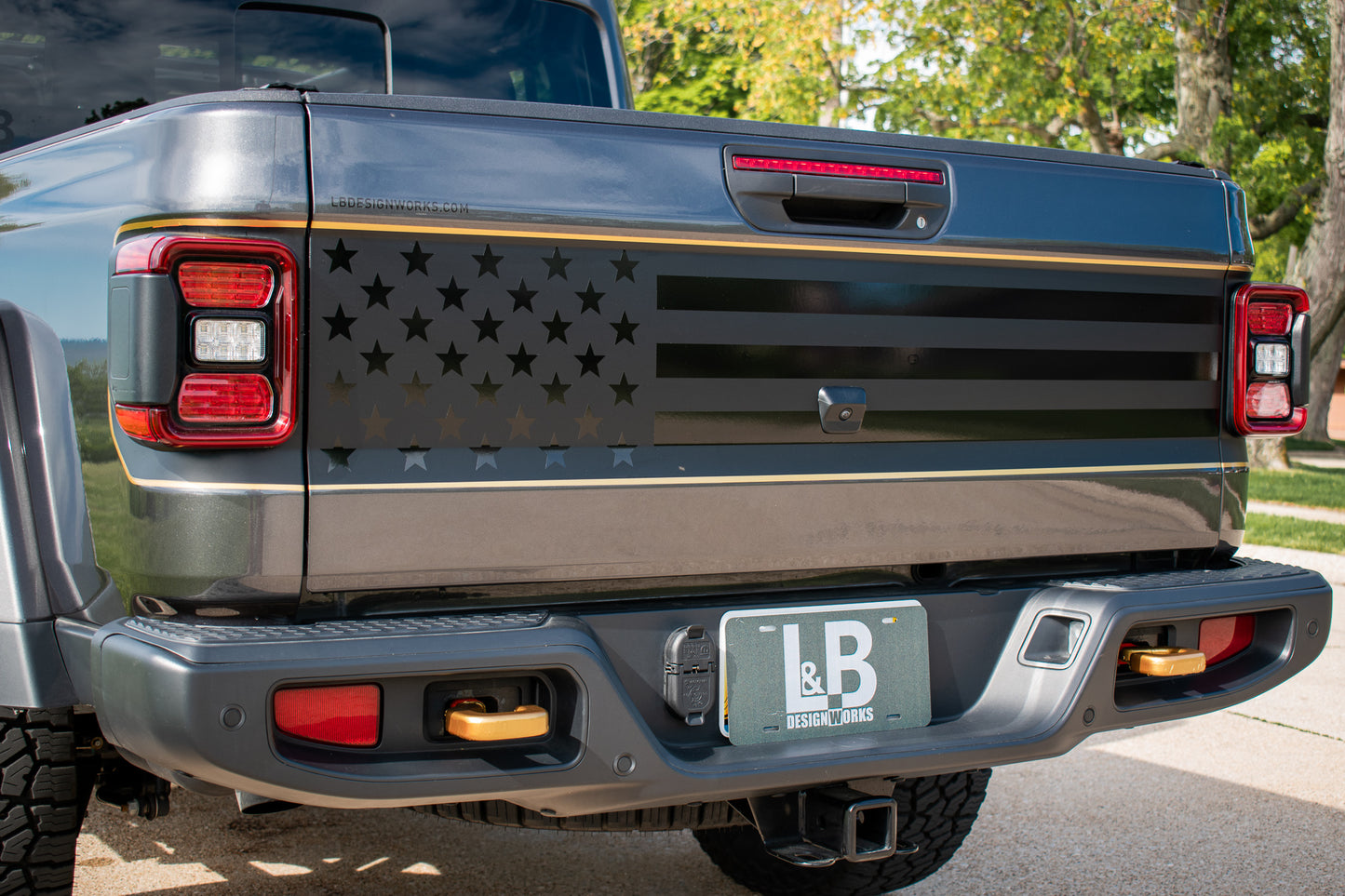 USA Tailgate Decal- Red Line Rubicon Blackout tailgate decal set- fits 2020 and newer Jeep Gladiator