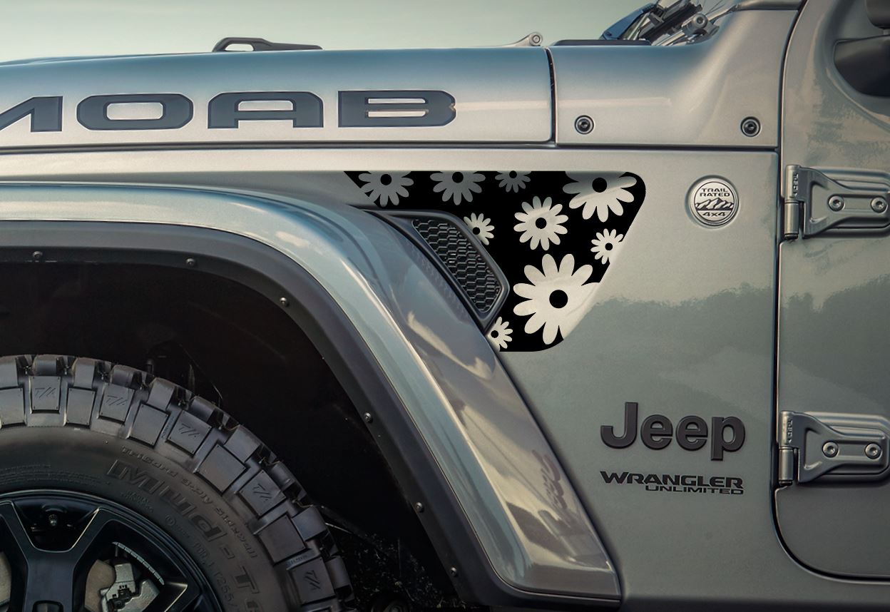Daisy Flower Vent Decal- Fits Jeep Wrangler  & Gladiator Fender Vent Decal-Pair