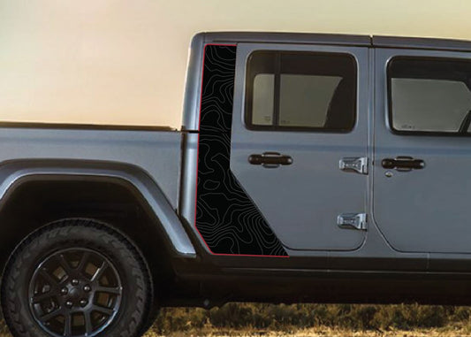 Topographical Gladiator Cab Color Line Rubicon Blackout Decal Set- fits 2020 and Newer Jeep Gladiator