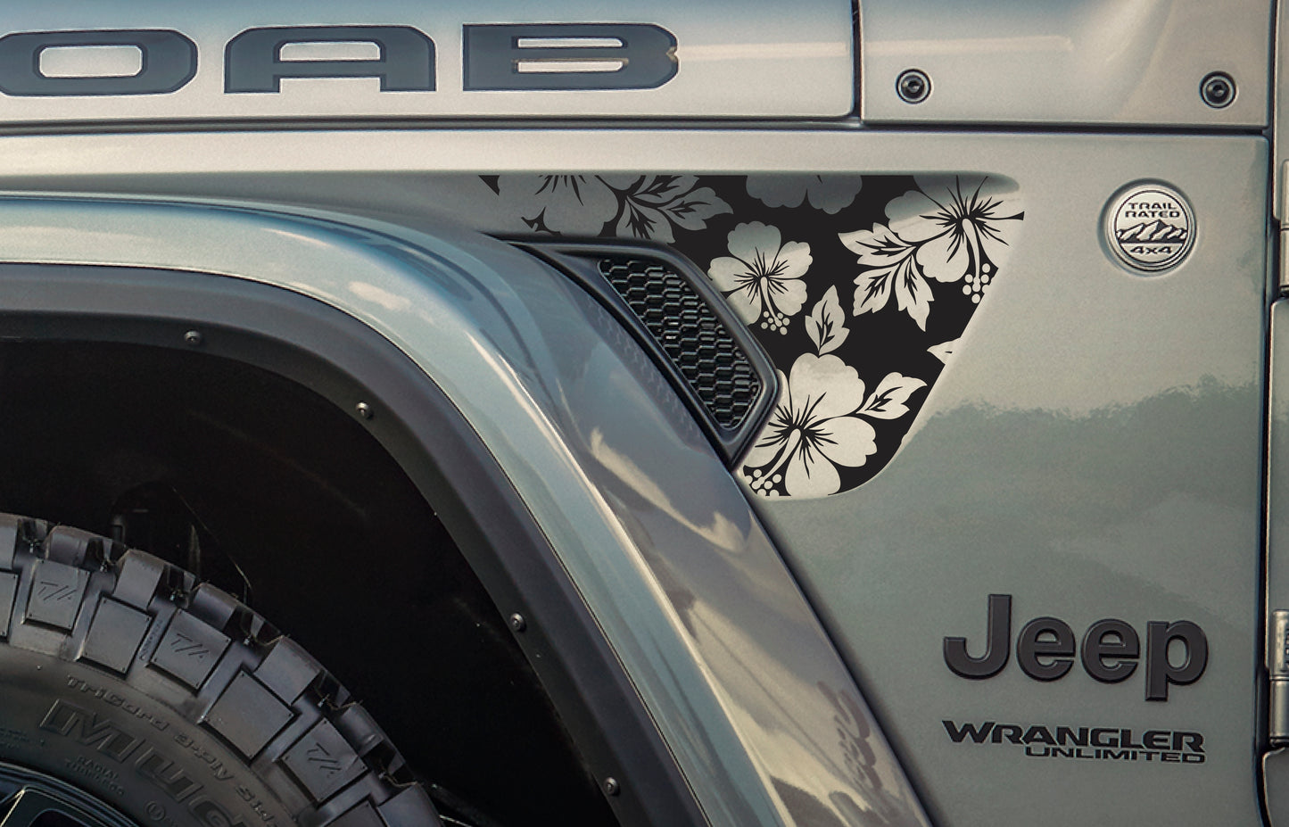 Hibiscus-Hawaiian, California, Florida- Fits Jeep Wrangler & Gladiator JL Fender Vent Decal-Pair