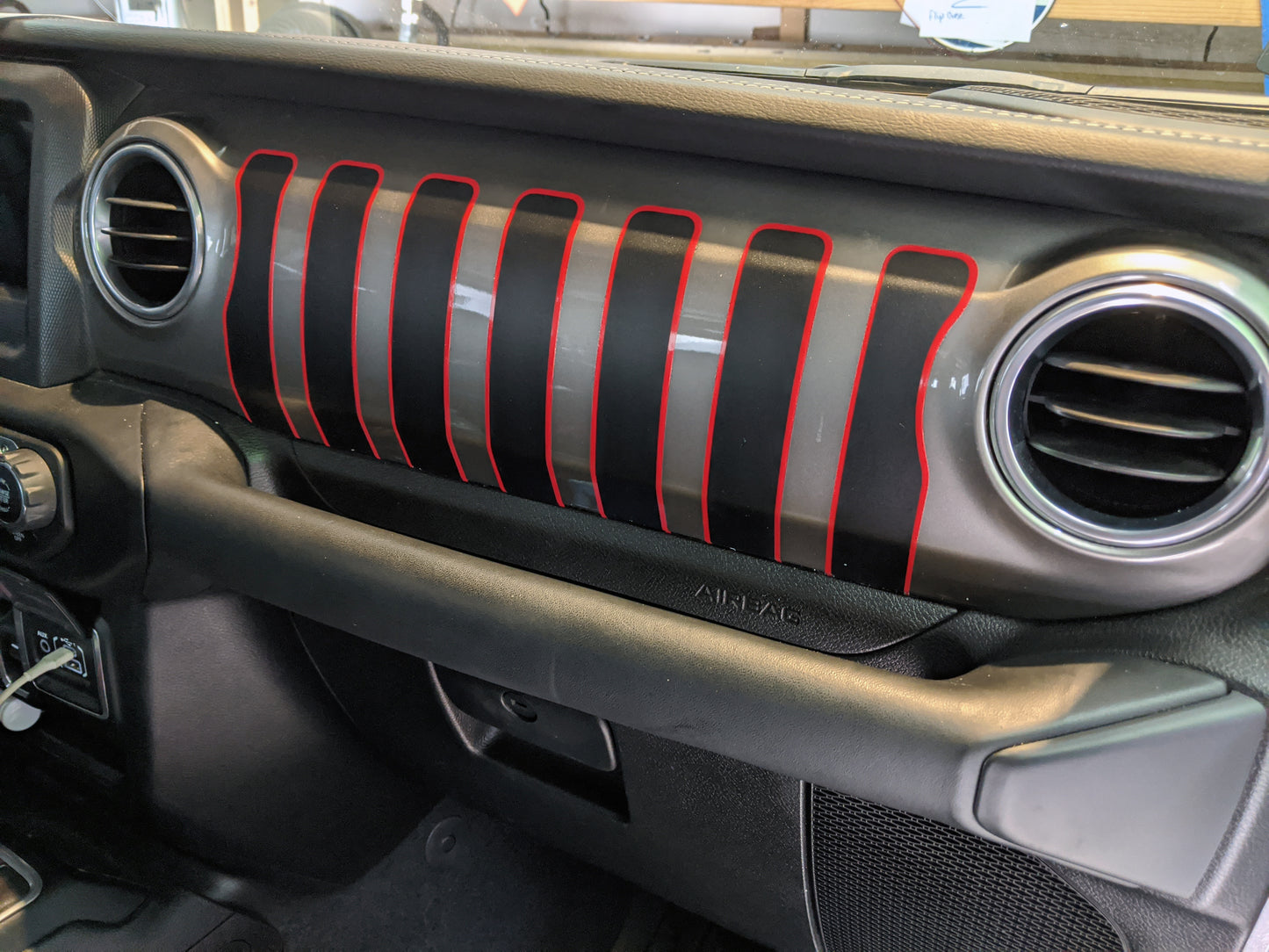 Jeep Style Color Line Grill Decal- Vinyl Dash Sticker- Jeep Wrangler JL & Gladiator Dashboard Accessory