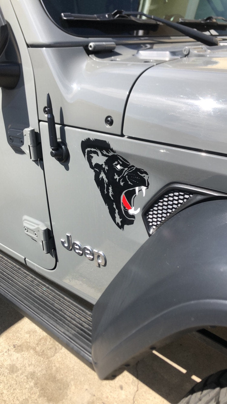 Lion Nose Art Decal- Fender Vent Decal- Fits Jeep Wrangler JL and Gladiator- Military- Vintage Art