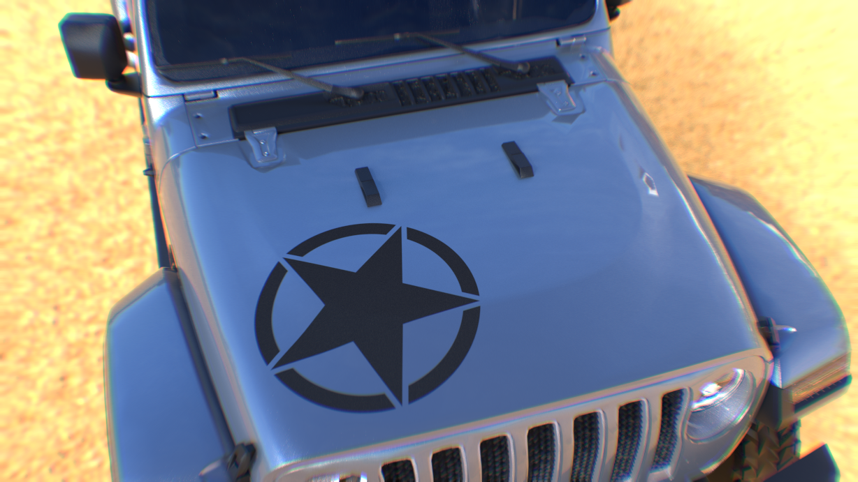 Military Star Hood Decal Jeep Wrangler, Gladiator, Bronco and More